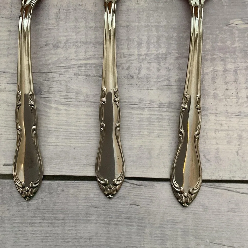 Simeon George Rogers Oneida HOMESTEAD 6 Oval Place Spoons Stainless Flatware #1